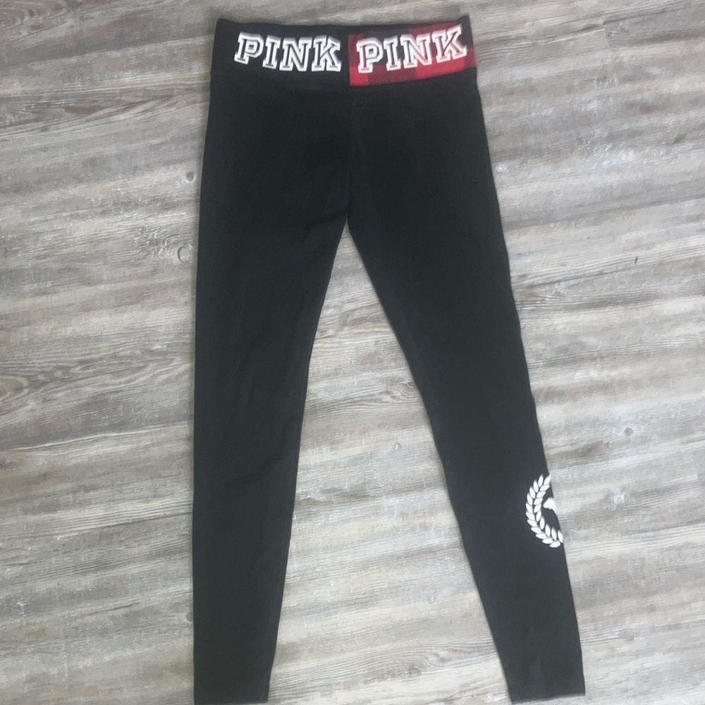 PINK Victoria's Secret Black Leggings with Logo Waistband